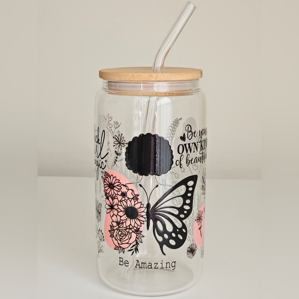 Be Amazing 16oz Clear Beer Can Glass Cup